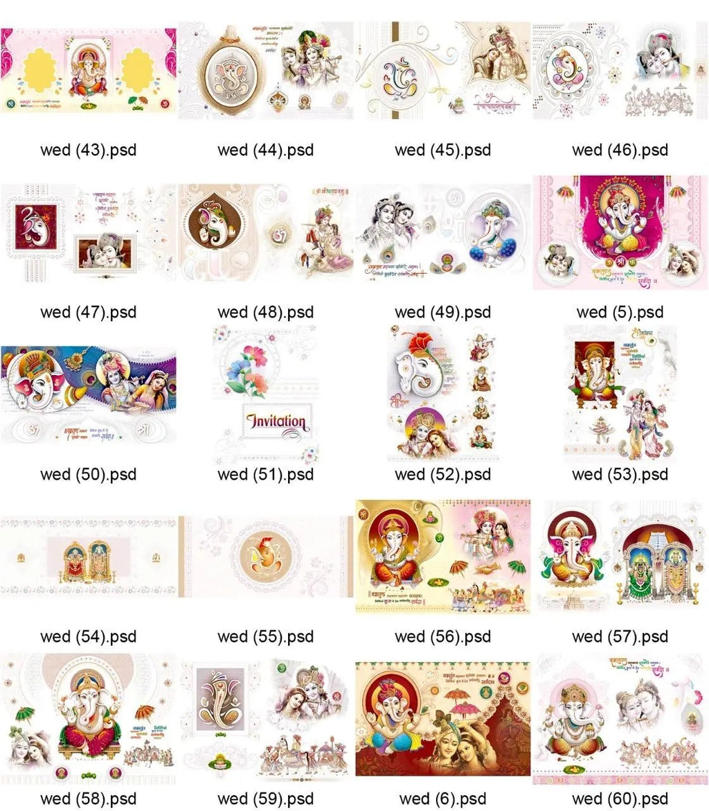 PSD Wedding Cards 490 Designs - Easy To Print