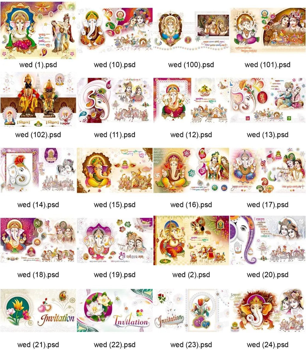 PSD Wedding Cards 490 Designs - Easy To Print