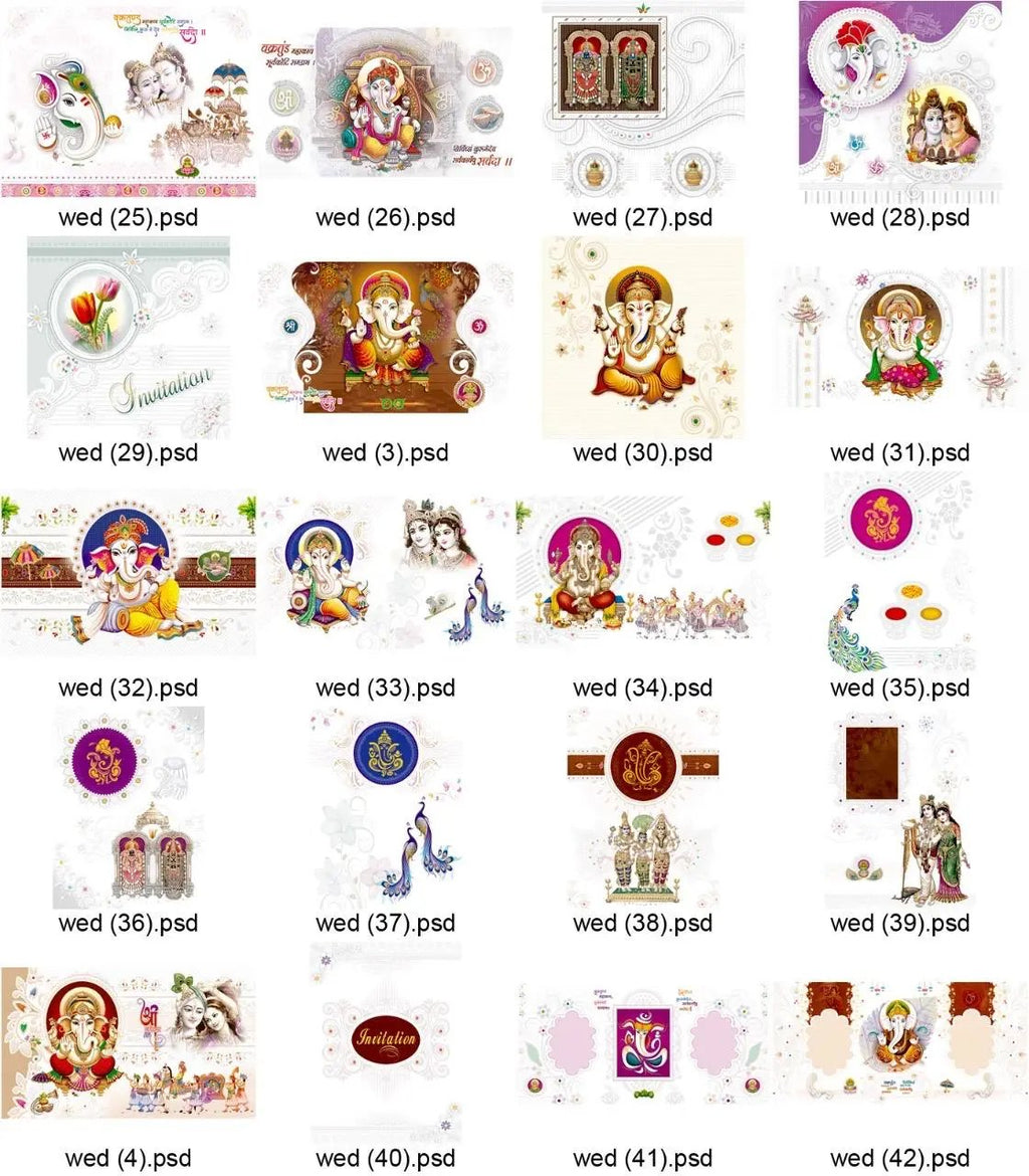 PSD Wedding Cards 490 Designs - Easy To Print